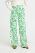 ICHI Kate Print Straight Leg Pants