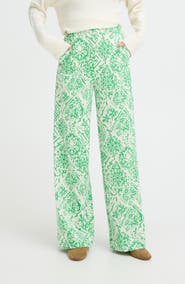 ICHI Kate Print Straight Leg Pants