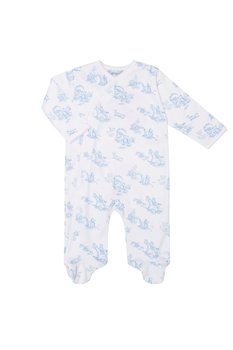 Blue Toile Crossover Footie - Baby, Alternate, color, Blue