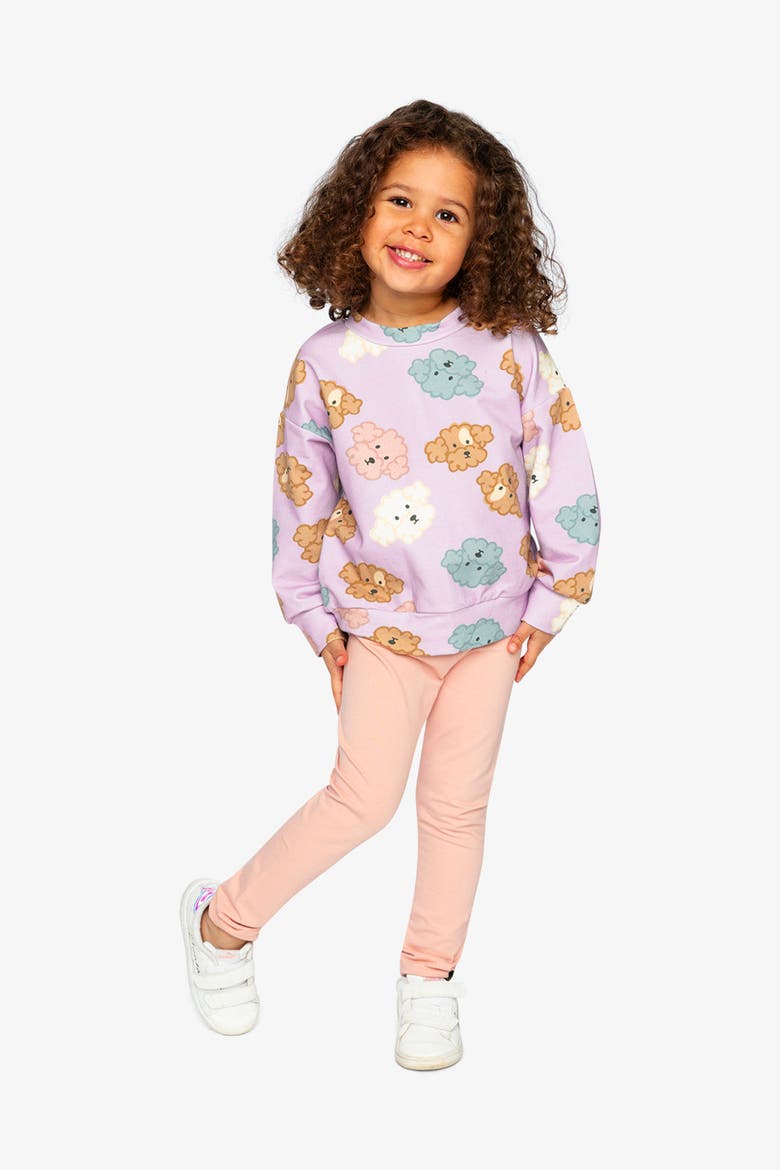 French Terry Poodle Round Neck Sweatshirt, Alternate, color, Purple Poodle Print