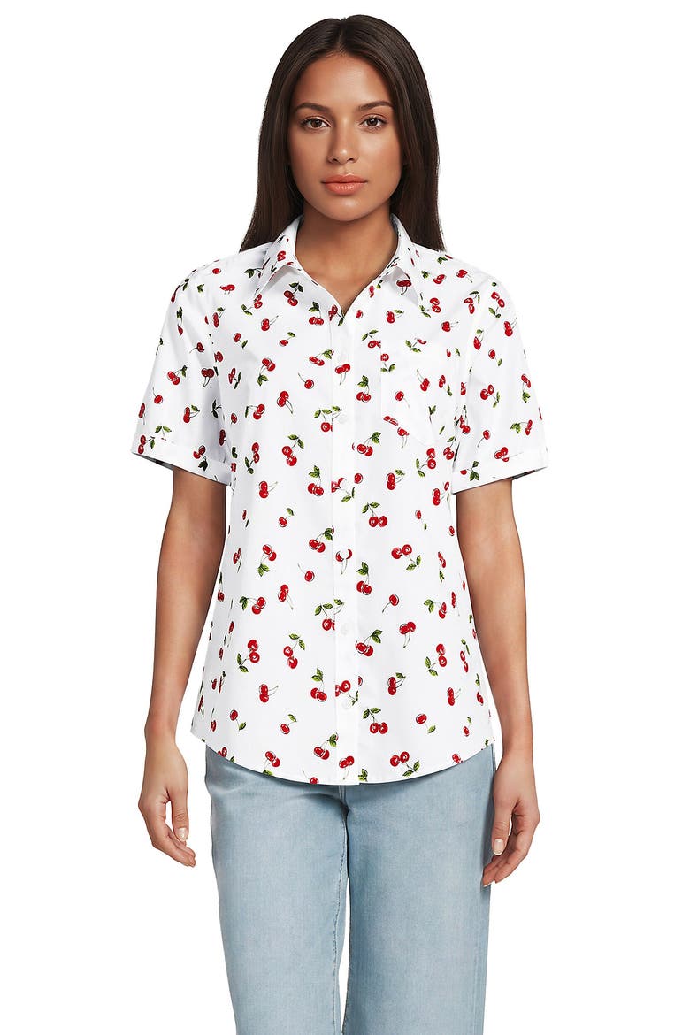 Short Sleeve No Iron Shirt, Main, color, Cherries/White