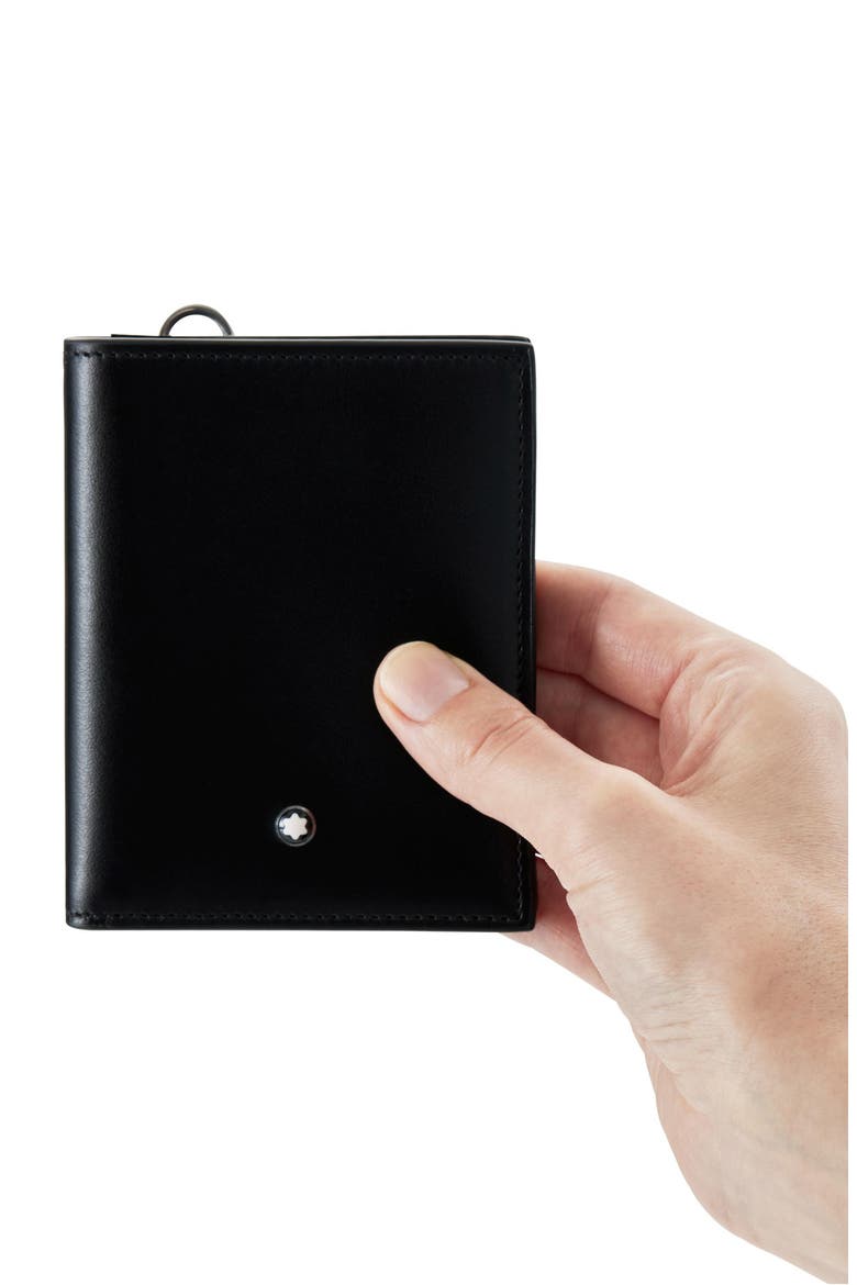 Meisterstück Leather Compact Wallet, Alternate, color, BLACK