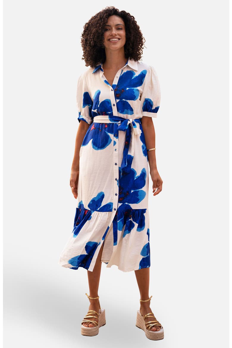Scattered Floral Shirt Dress, Main, color, Blue