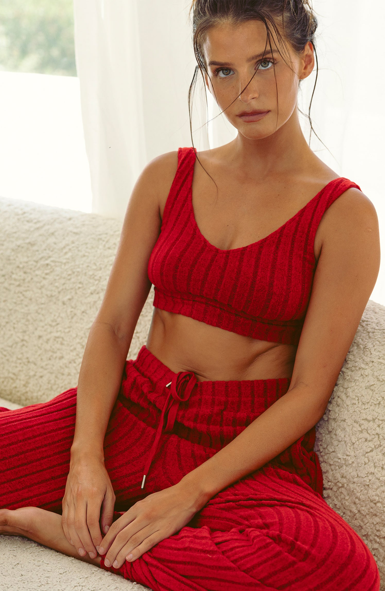 Beach Bunny Swimwear Mai V Neck Bra, Alternate, color, Red