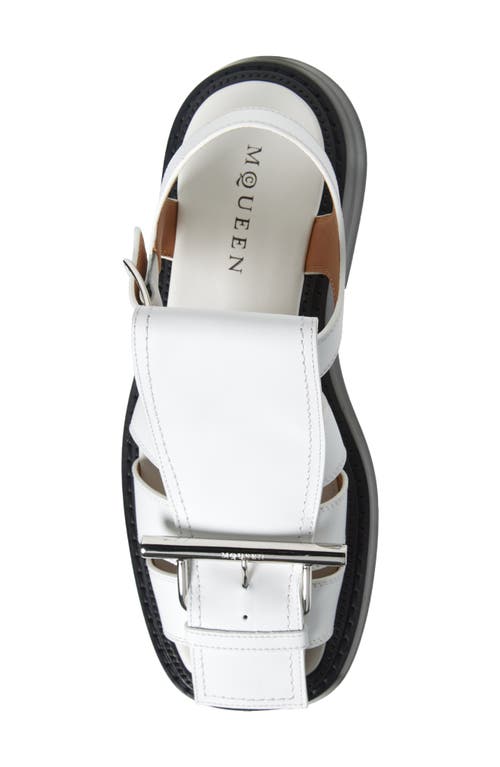 Alexander Mcqueen Mcqueen T-bar Fisherman Sandal In White/silver