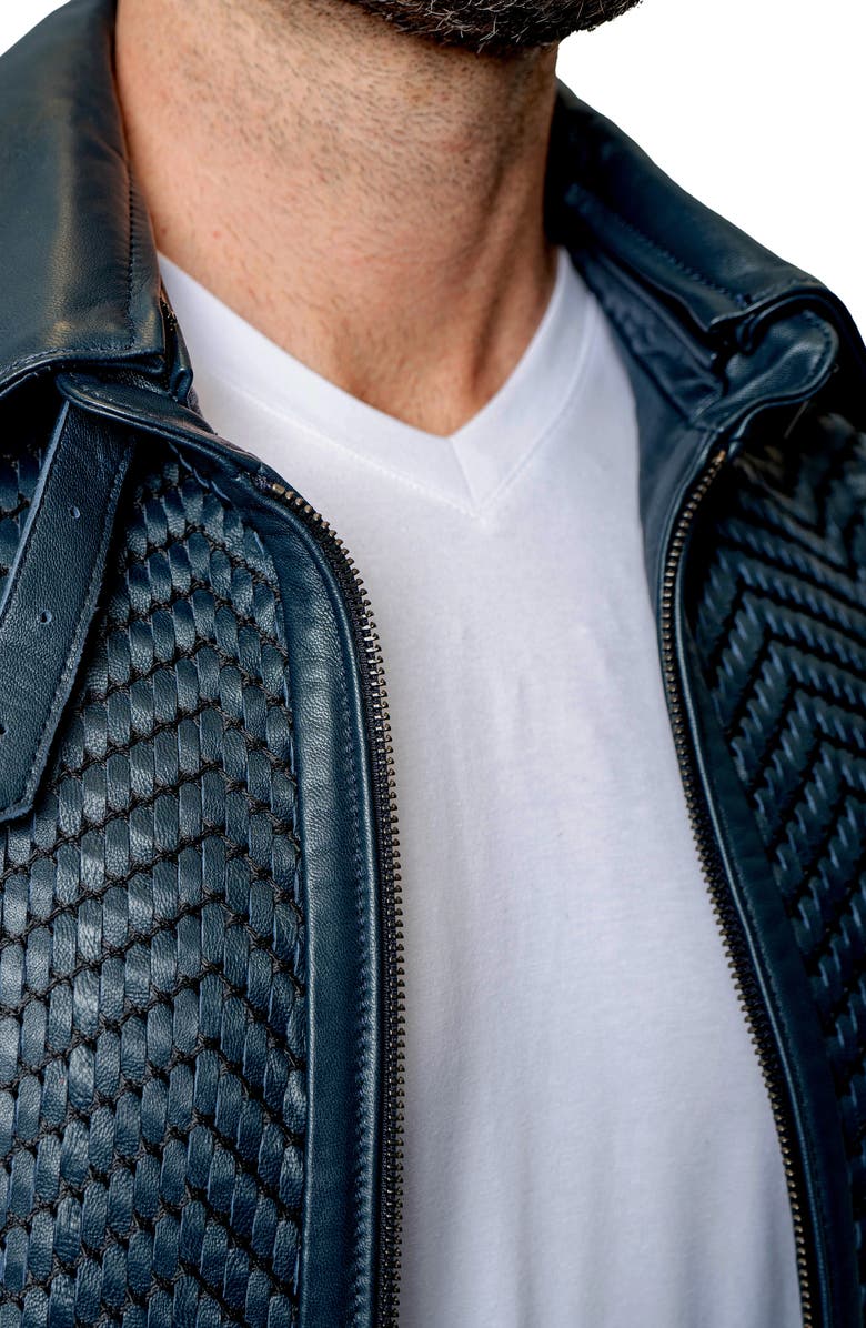 Maceoo Tresser Woven Leather Jacket, Alternate, color, Blue