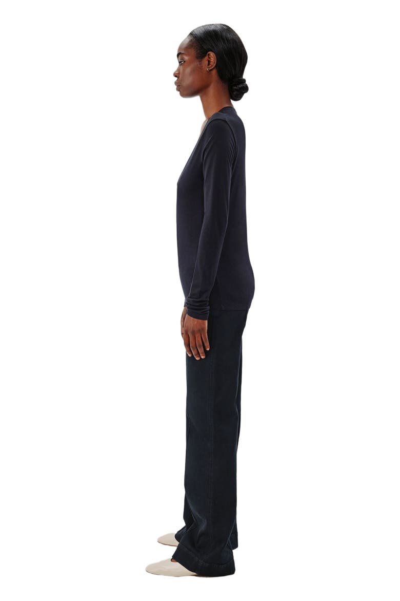 LONG BALLET SCOOP TEE, Alternate, color, BLACK