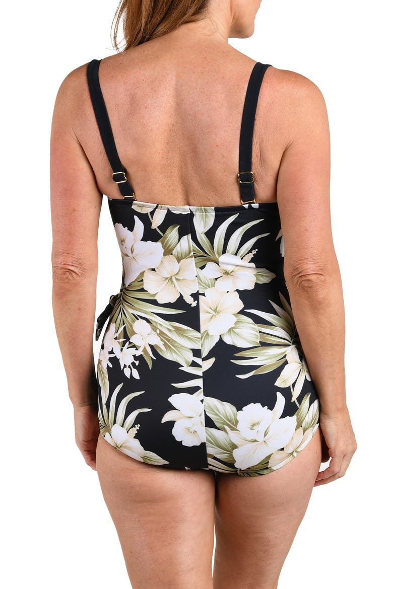 Greenery Spa Bandeau One-Piece Swimsuit, Alternate, color, BLACK