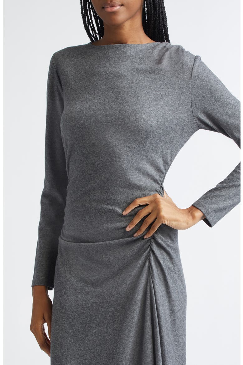 Theodora Ruched Long Sleeve Midi Dress, Alternate, color, MEDIUM HEATHER GREY