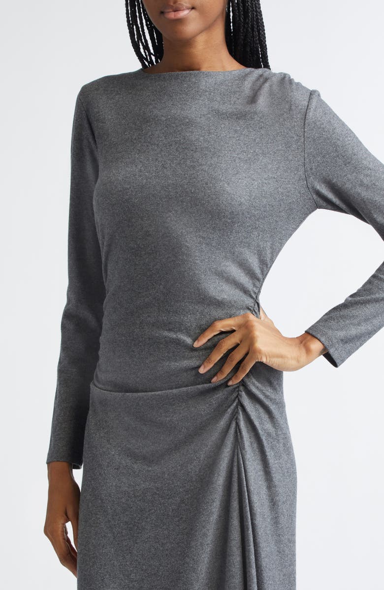 Veronica Beard Theodora Ruched Long Sleeve Midi Dress, Alternate, color, Medium Heather Grey
