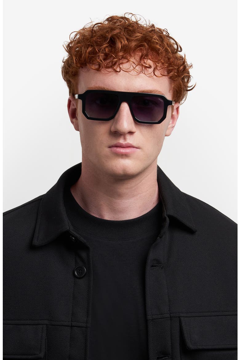 HG 1312/S Rectangular Sunglasses, Alternate, color, BLACK
