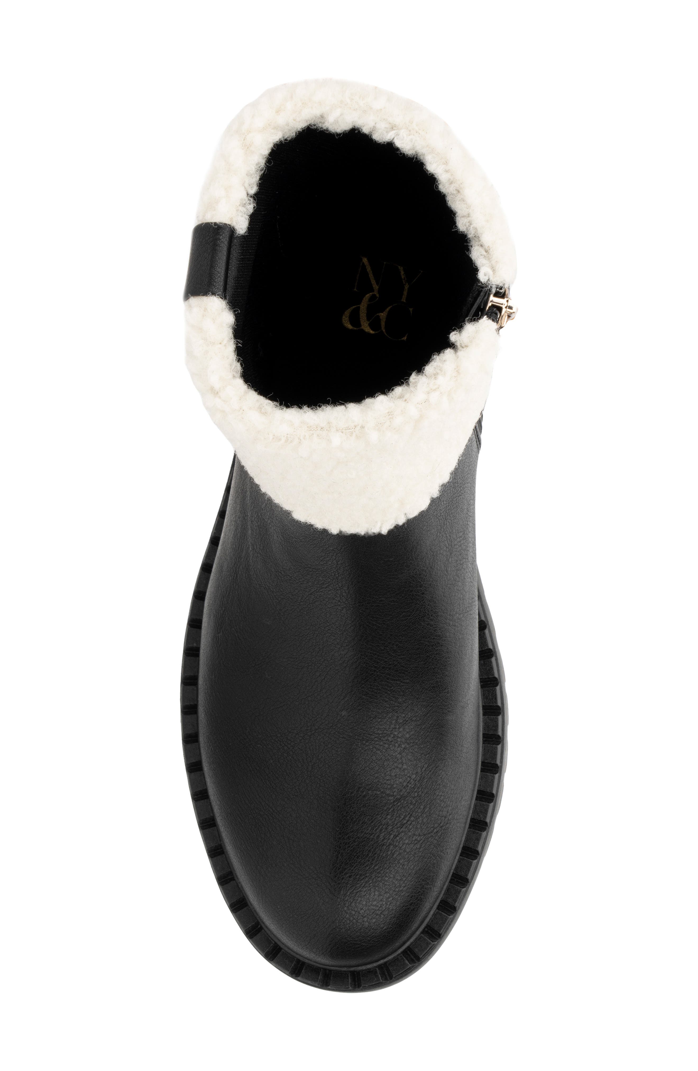 NEW YORK AND COMPANY Nelli Faux Shearling Collar Boot, Alternate, color, Black