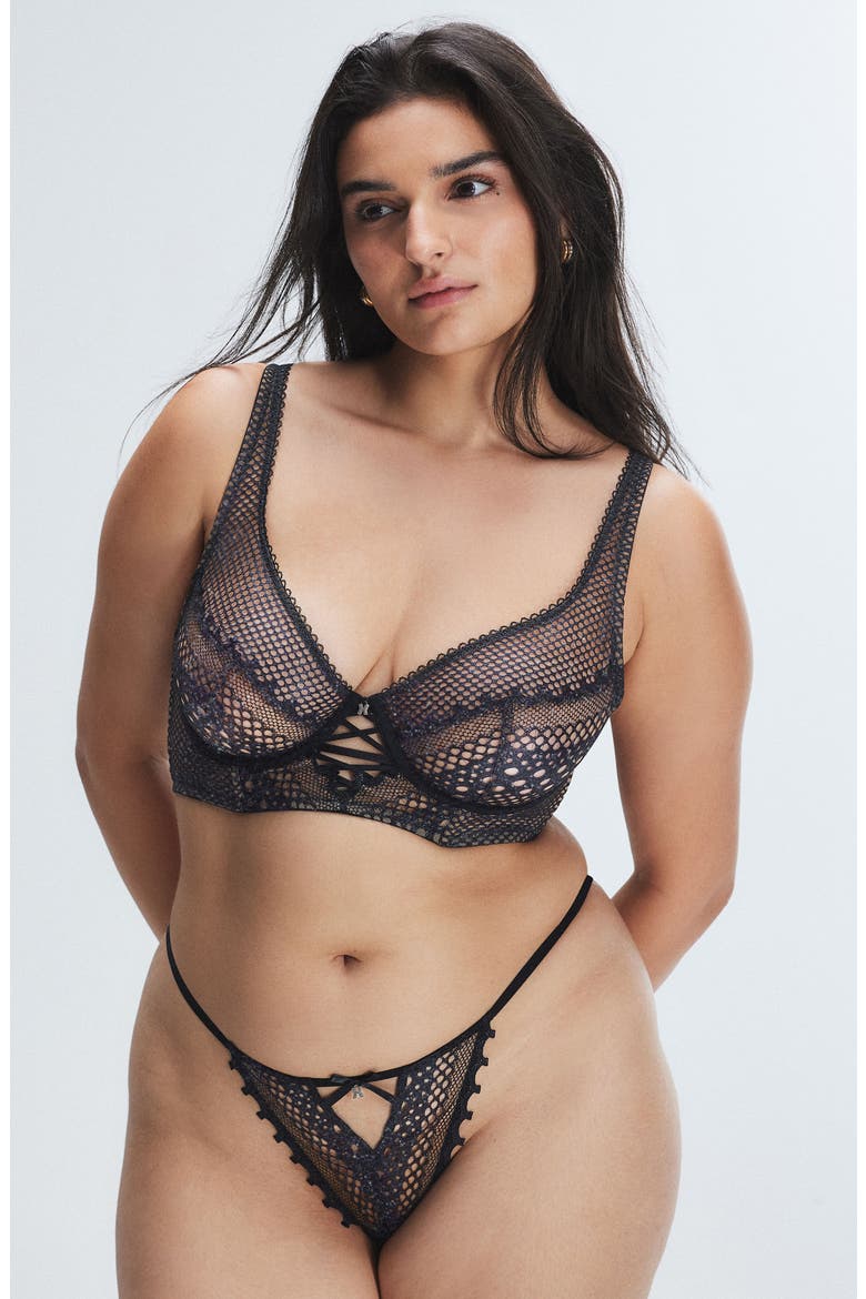 Starlet Nights Lace High Apex Bra, Alternate, color, BLACK CAVIAR/ BLACK FOIL