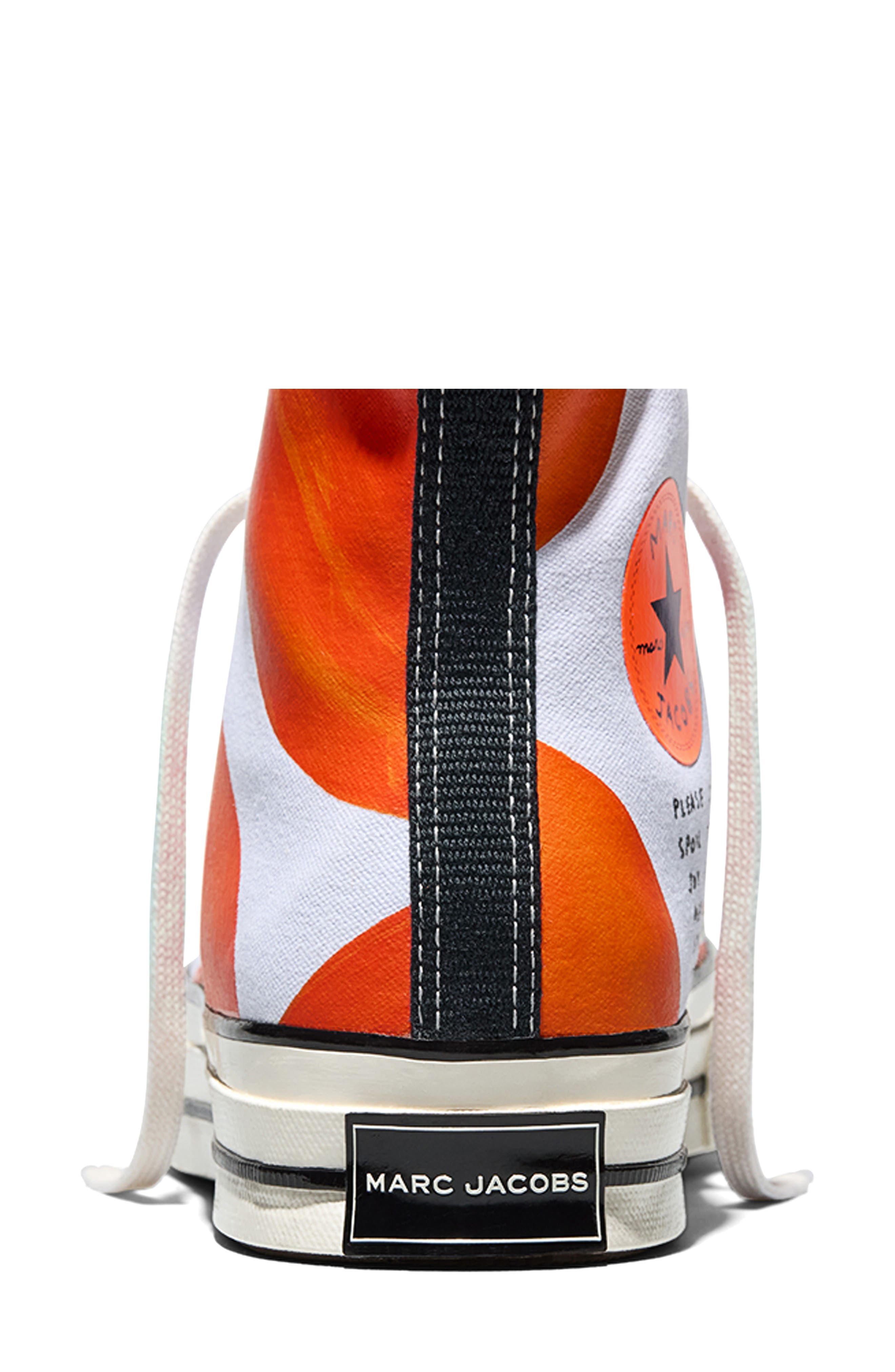 Converse x Marc Jacobs Gender Inclusive Chuck Taylor<sup>®</sup> All Star<sup>®</sup> Canvas High Top Sneaker, Alternate, color, White/ Black/ Mandarin Orange