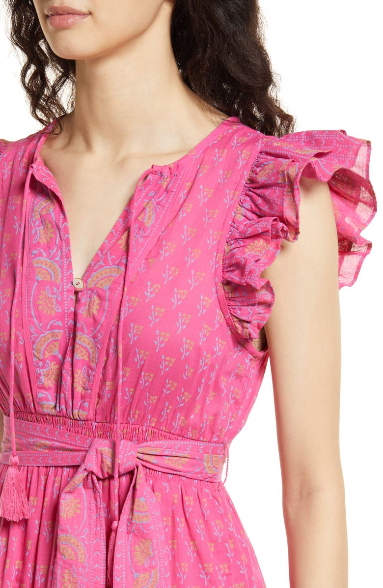 Cleobella Kenzie Floral Tiered Organic Cotton Midi Dress, Alternate, color, 