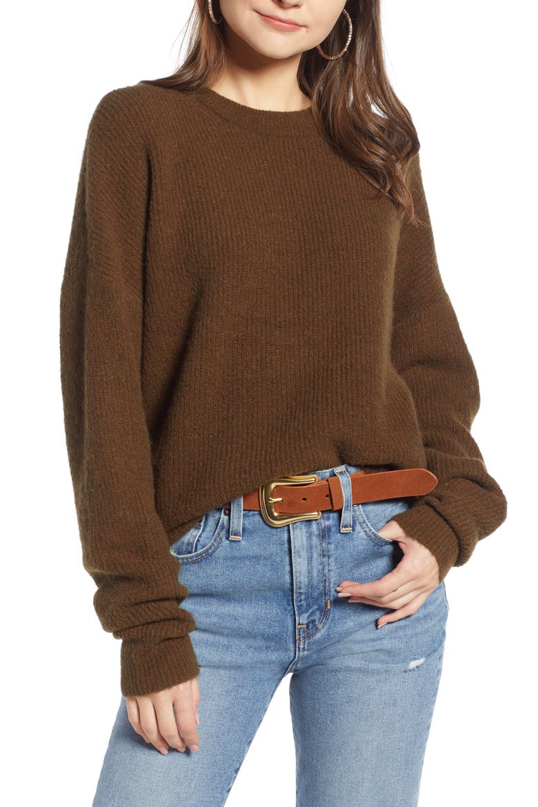 Fuzzy Oversize Sweater (Nordstrom Exclusive), Main, color, GREEN BRONZE