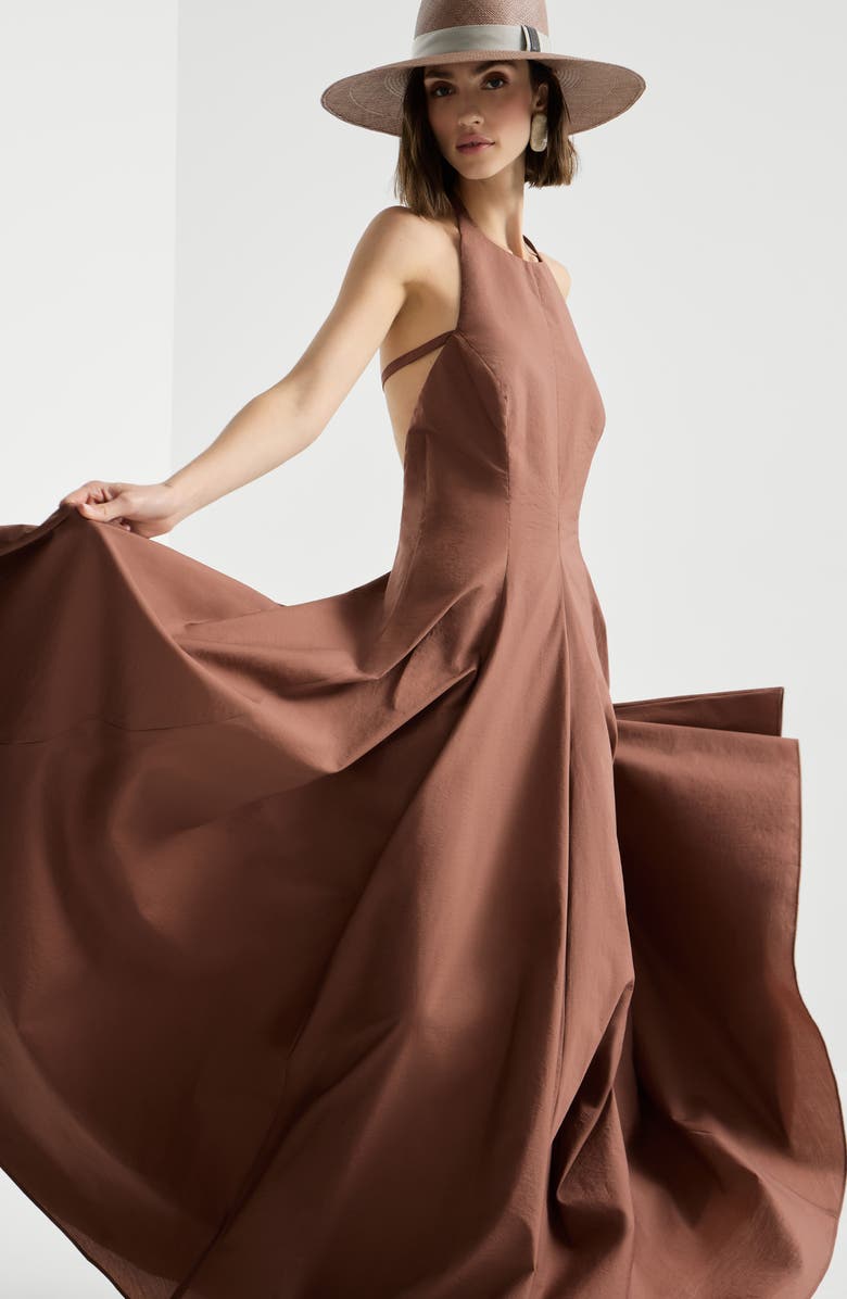 Brunello Cucinelli Halterneck dress, Alternate, color, Orange