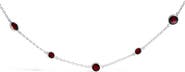 Haus of Brilliance .925 Sterling Silver Checkerboard Cut Red Garnet Bezel Station Necklace