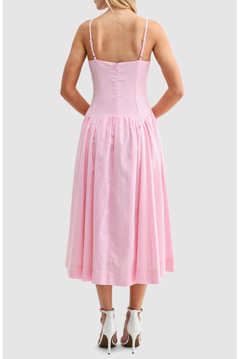 Drop Waist Cotton & Linen Midi Dress, Alternate, color, ICY PINK