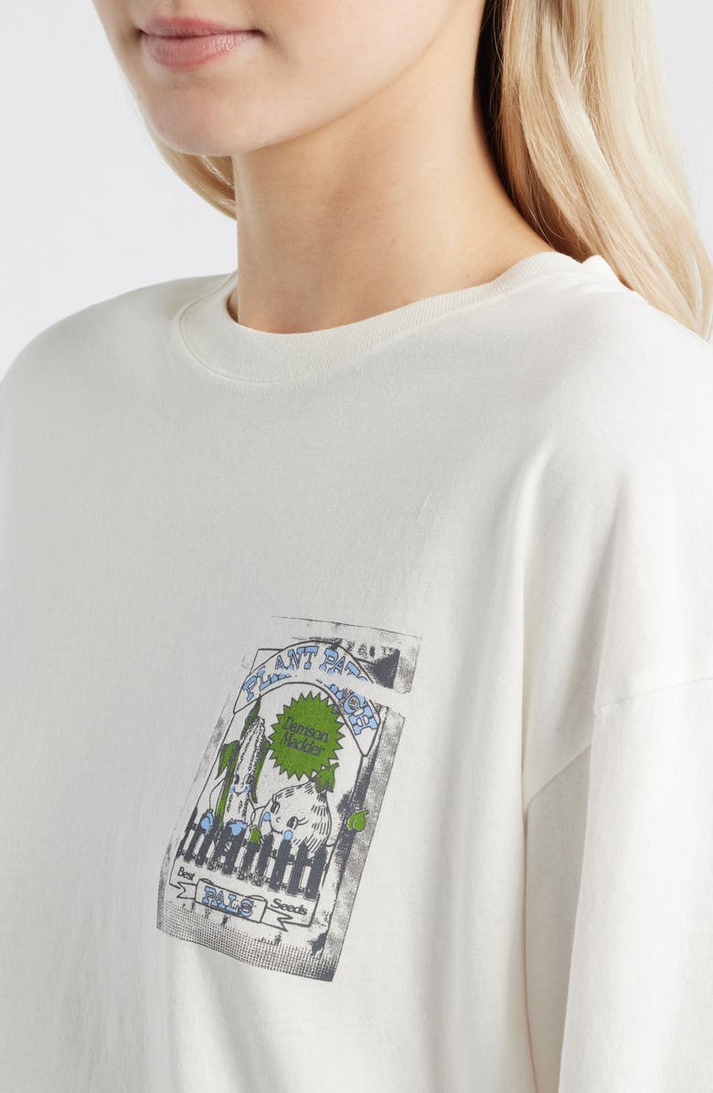 Damson Madder Graphic Plant Patch Organic Cotton Top, Alternate, color, Off White