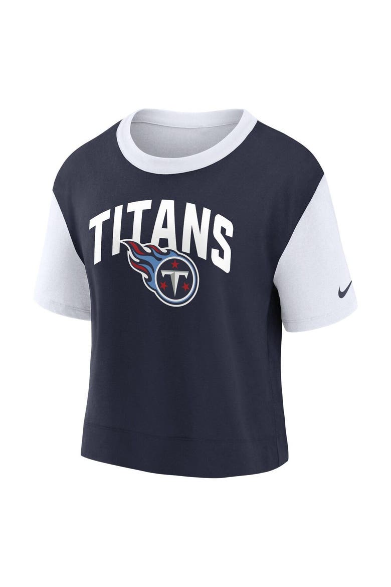 Women's Nike White/Navy Tennessee Titans High Hip Fashion T-Shirt, Alternate, color, White
