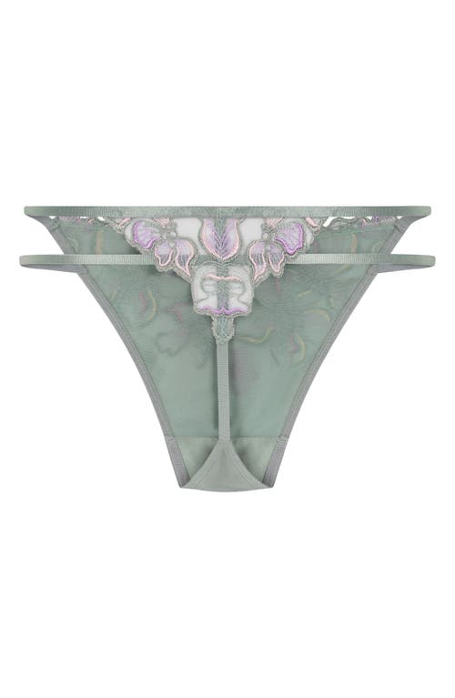Hunkemoller Hunkemöller Lauren Embroidered Mesh Thong In Gray