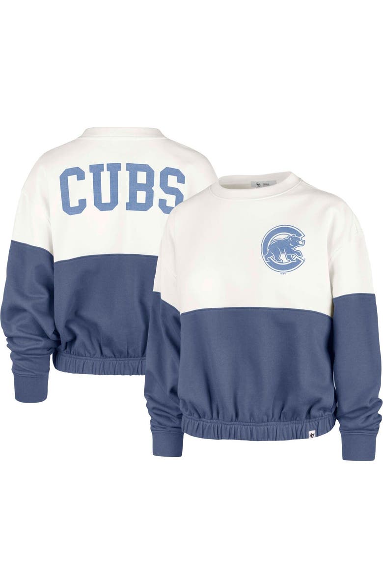 '47 Women's '47 White/Royal Chicago Cubs Take Two Bonita Pullover Sweatshirt, Main, color,