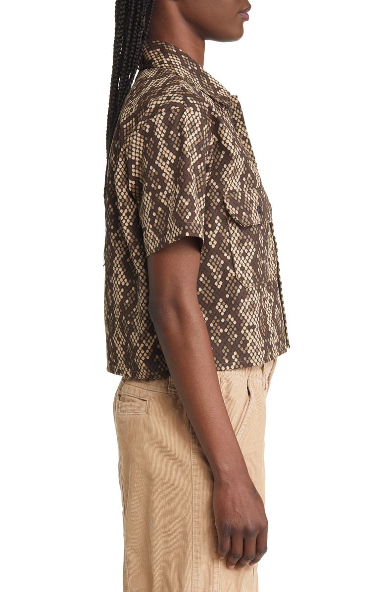 Dickies Camden Snake Print Crop Twill Shirt, Alternate, color,