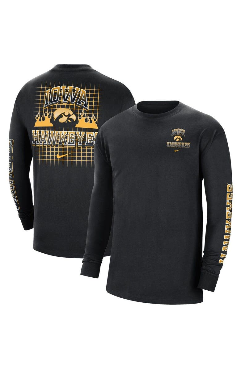 Nike Men's Nike Black Iowa Hawkeyes Tour Max 90 Long Sleeve T-Shirt, Main, color, Black