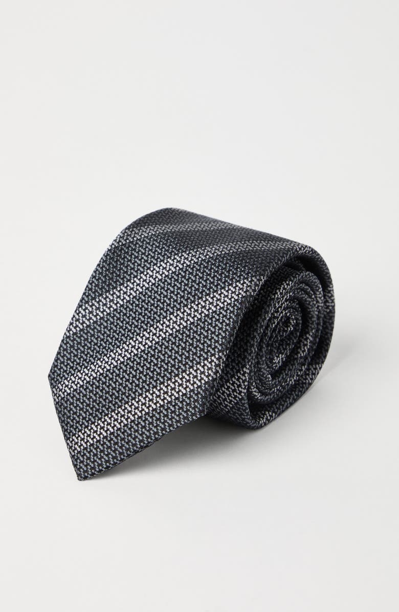 Brunello Cucinelli Striped silk necktie, Alternate, color, Medium Grey