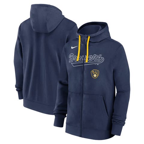 Men's Nike Navy Milwaukee Brewers Knockout Script Full-Zip Hoodie