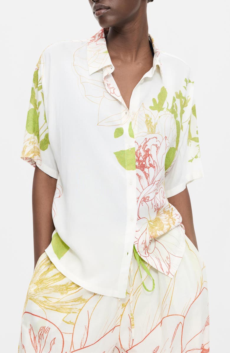 Desigual Floral Print Button-Up Shirt, Main, color,