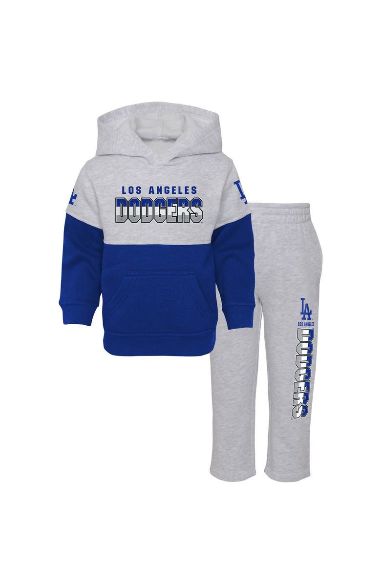 Outerstuff Infant Royal/Heather Gray Los Angeles Dodgers Playmaker Pullover Hoodie & Pants Set, Main, color, 