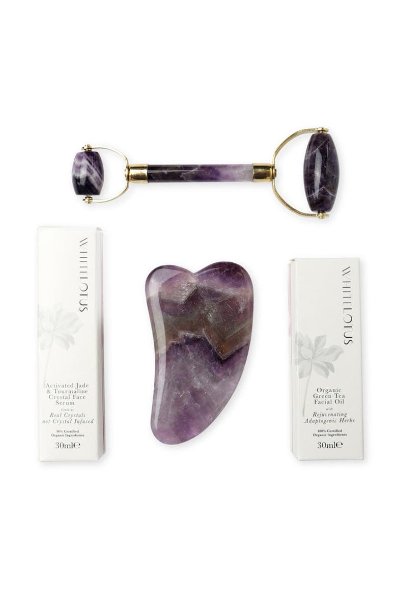 Premium Amethyst Crystal Facial Set, Main, color, Purple