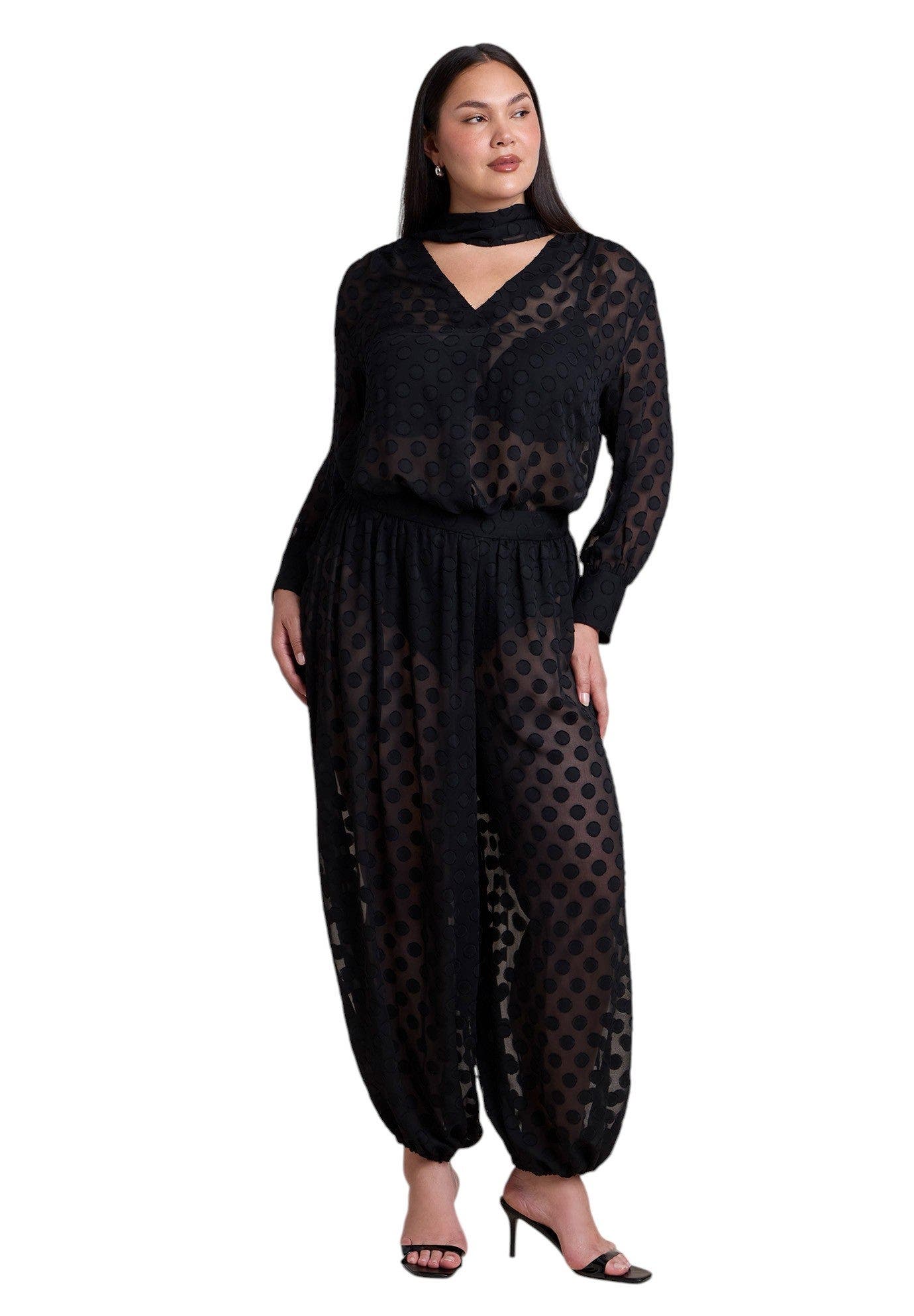 ELOQUII Sheer Polka Dot Balloon Pant (Women) | Nordstrom