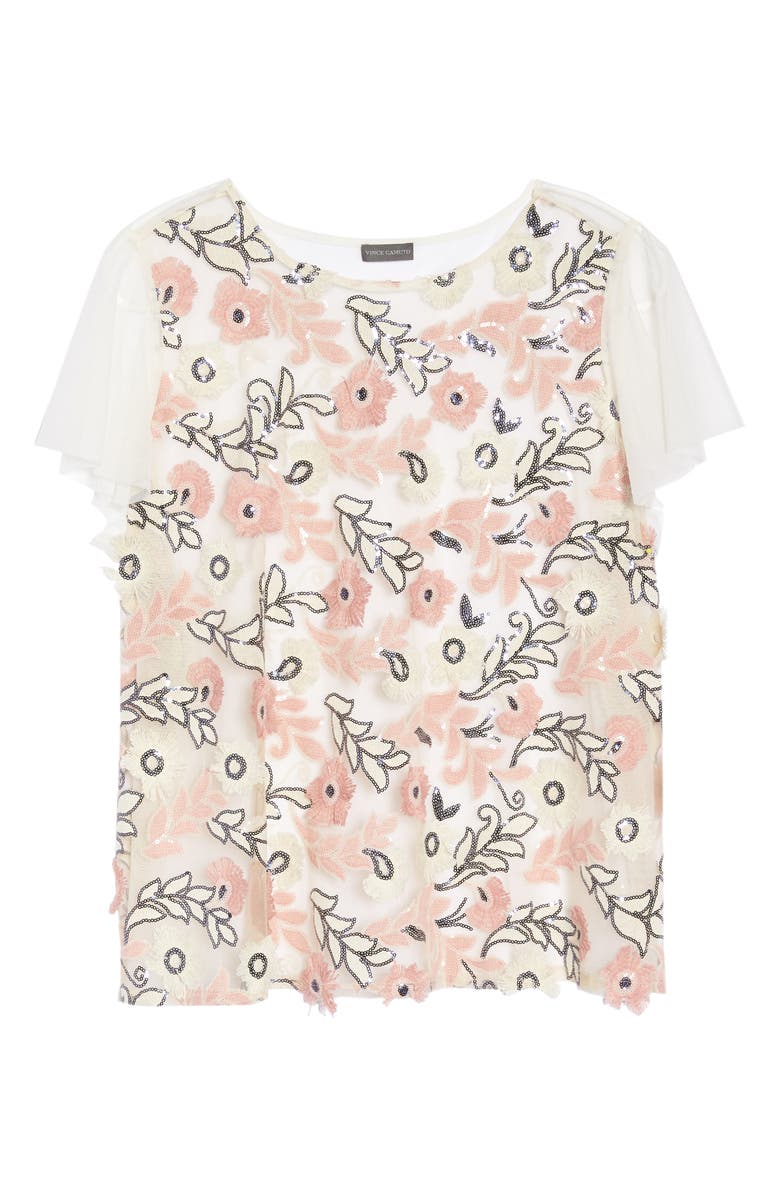 Vince Camuto Sequin & Embroidered Top, Alternate, color,
