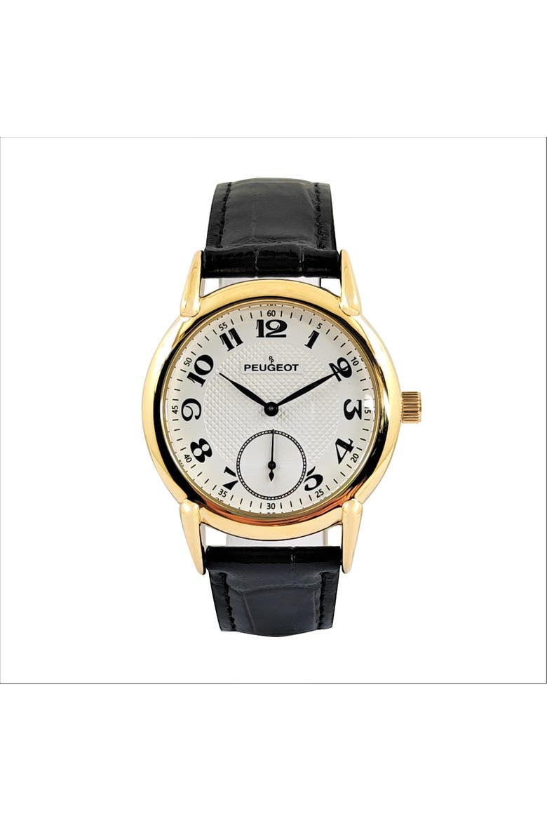 Vintage Easy Read Remote Sweep Leather Watch - 38MM, Main, color, Black