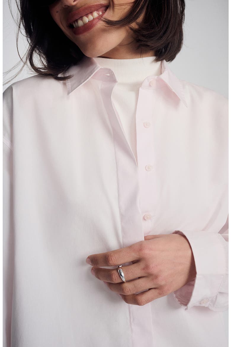 Oversize Cotton Button-Up Shirt, Alternate, color, SHRINKING VIOLET