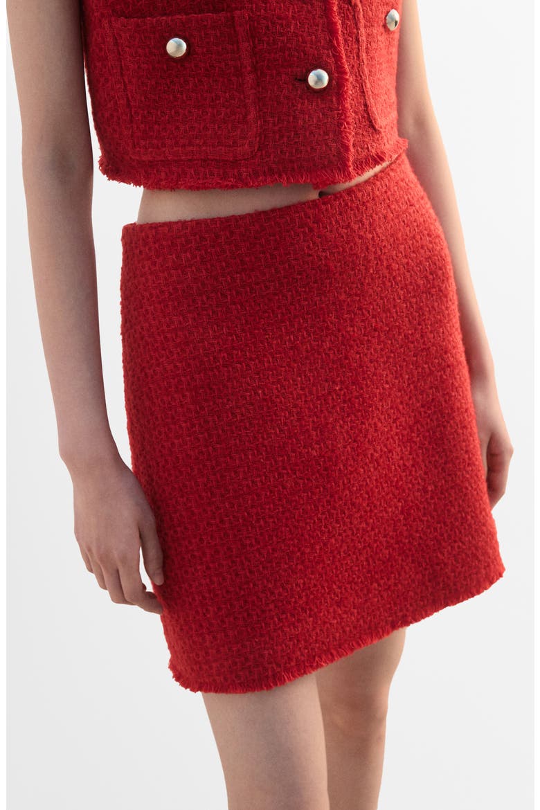 Tweed Miniskirt, Main, color, RED