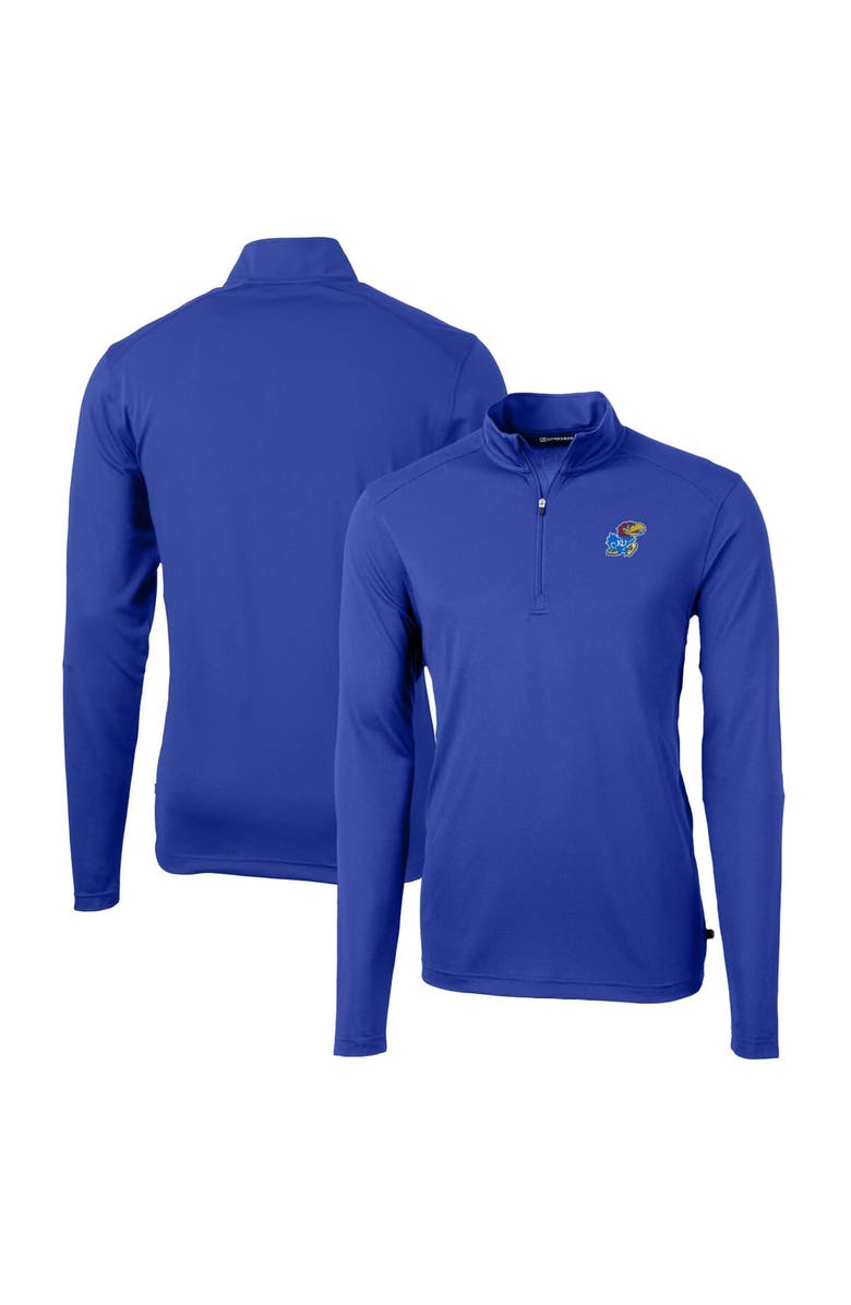 Cutter & Buck Men's Cutter & Buck Royal Kansas Jayhawks Big & Tall Virtue Eco Pique Recycled Quarter-Zip Pullover Top, Alternate, color, Royal