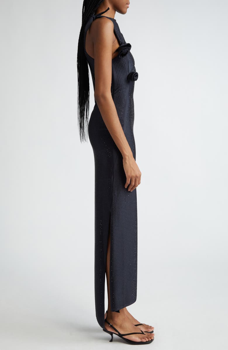 Coperni Rosette Crystal Embellished Asymmetric Gown, Alternate, color, 