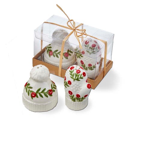 Holiday Hat and Mitten Salt and Pepper Shakers Set