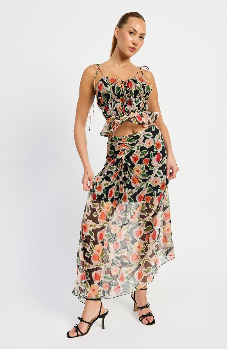 En Saison Eden Pleated Maxi Skirt, Alternate, color, Black Red