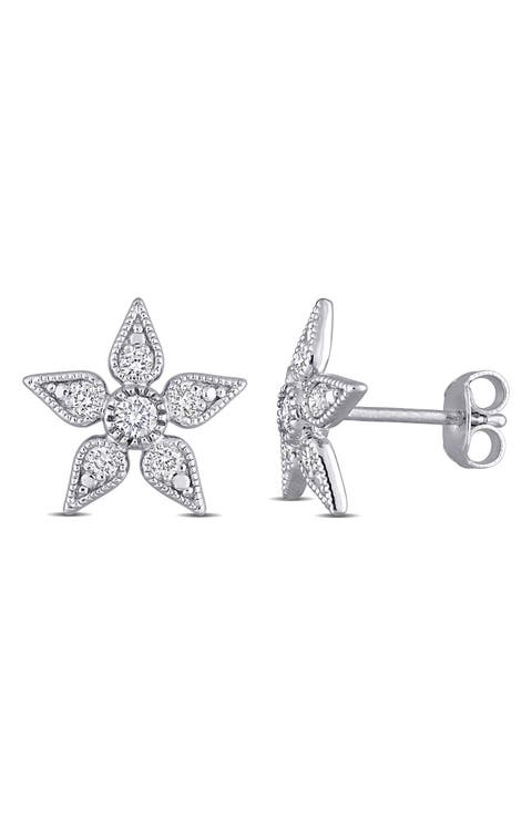 Lab-Grown Diamond Flower Stud Earrings