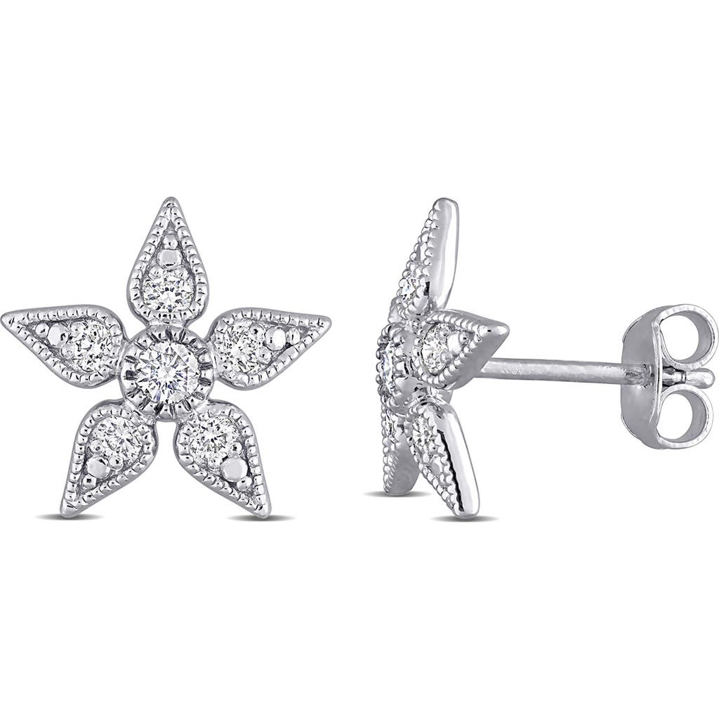 Created Forever Lab-grown Diamond Flower Stud Earrings In Silver