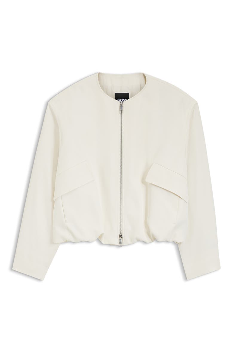Jajila Bubble Hem Twill Bomber Jacket, Alternate, color, SOFT CREAM
