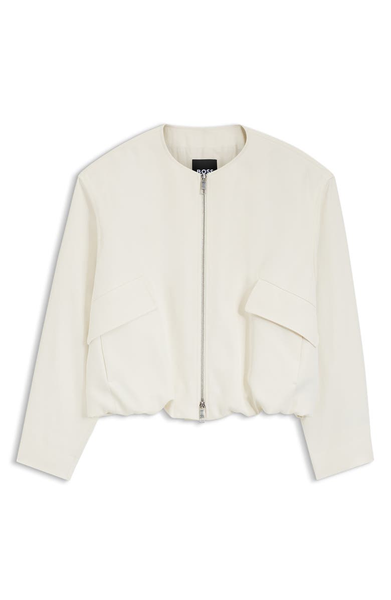 BOSS Jajila Bubble Hem Twill Bomber Jacket, Alternate, color, Soft Cream
