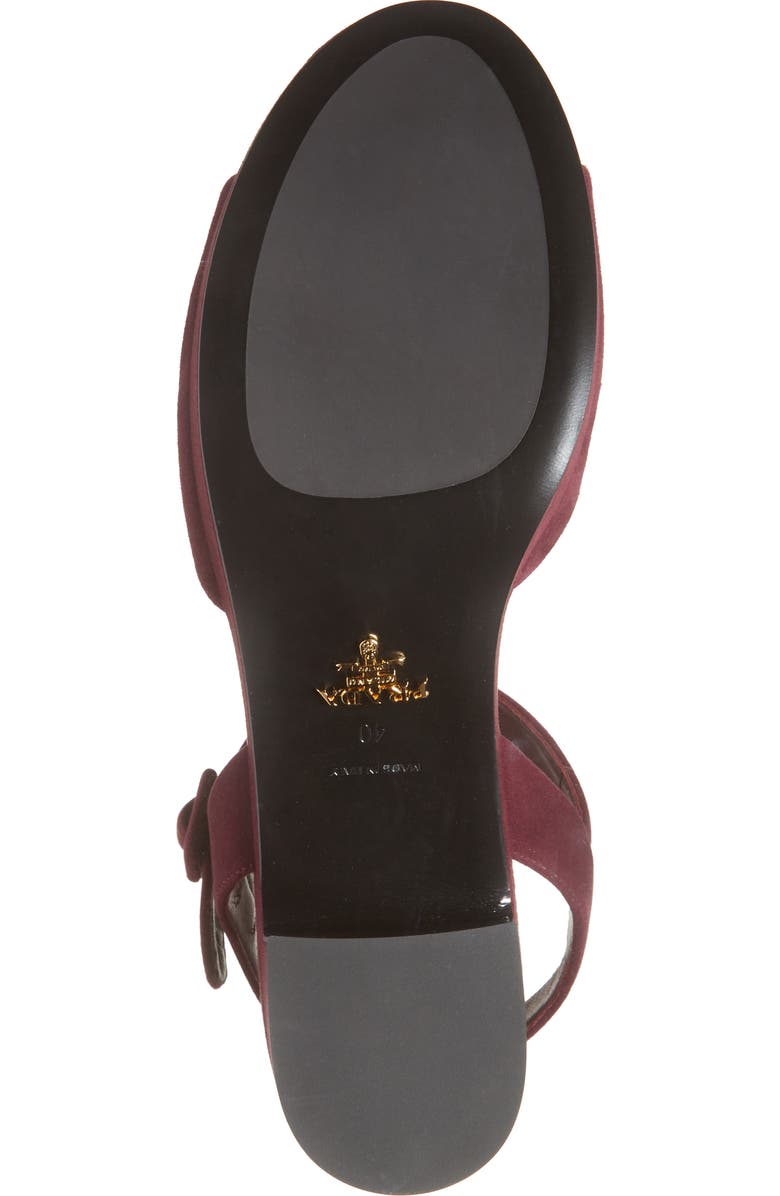 Prada Logo Platform Sandal, Alternate, color, Bordeaux