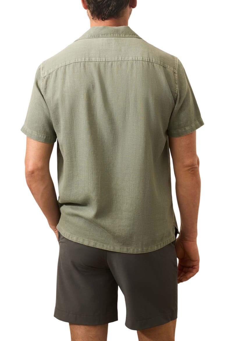 Hemp Blend & Organic Cotton Camp Shirt, Alternate, color, OLIVE DUSK