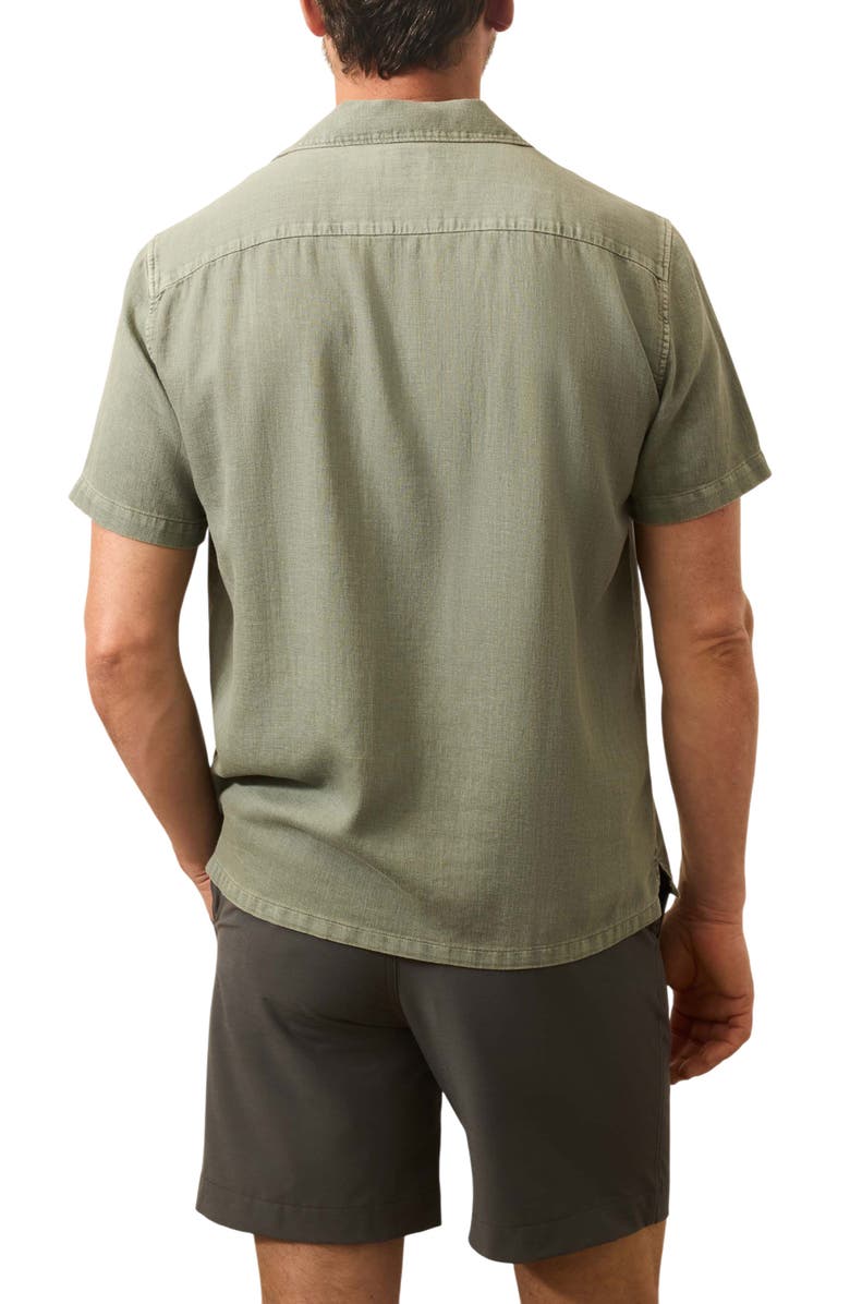 Faherty Hemp Blend & Organic Cotton Camp Shirt, Alternate, color, Olive Dusk